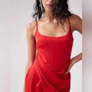 ASOS Red Sexy Satin Dress size US 14 new without tags